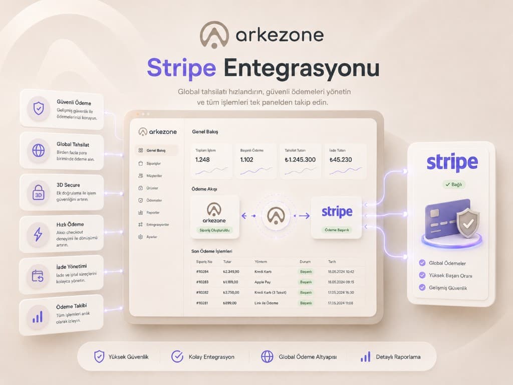 Arkezone Stripe integration — global payments, 3D Secure, refunds, and checkout wired into orders