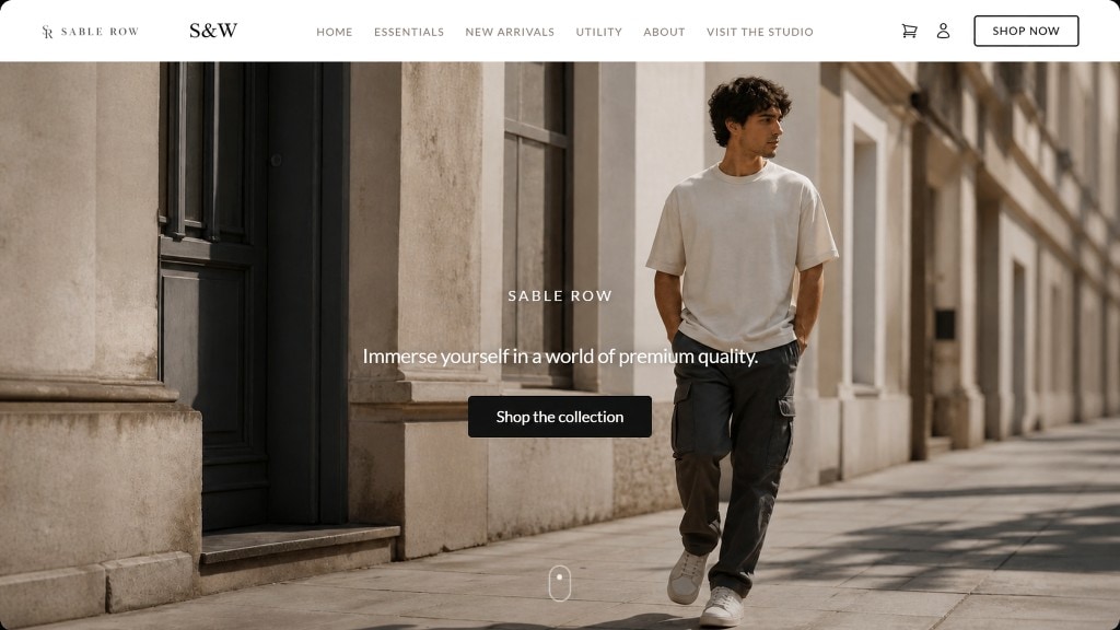 Sable Row fashion storefront built with Arkezone AI ecommerce website builder